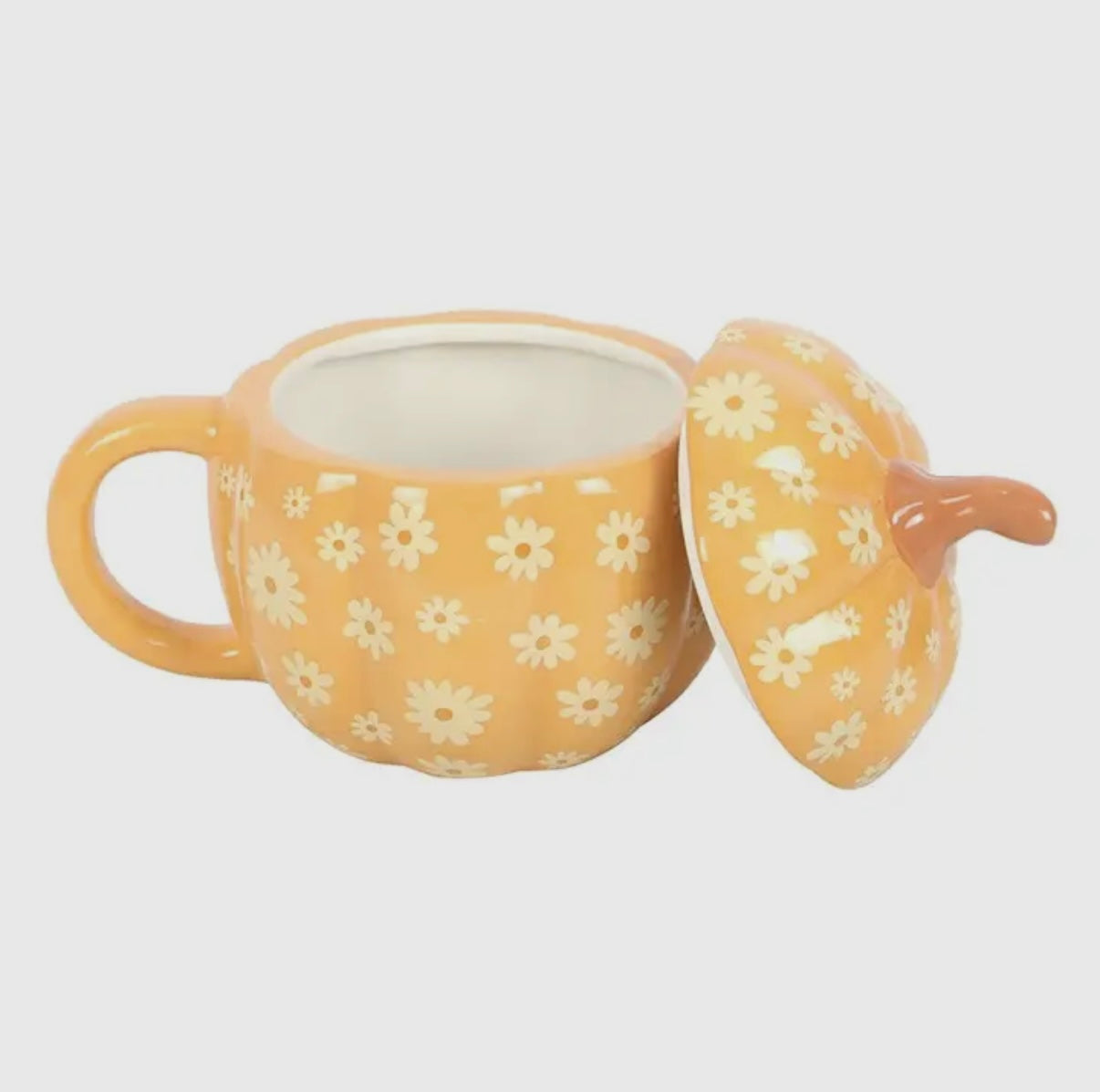 Tasse citrouille et fleurs