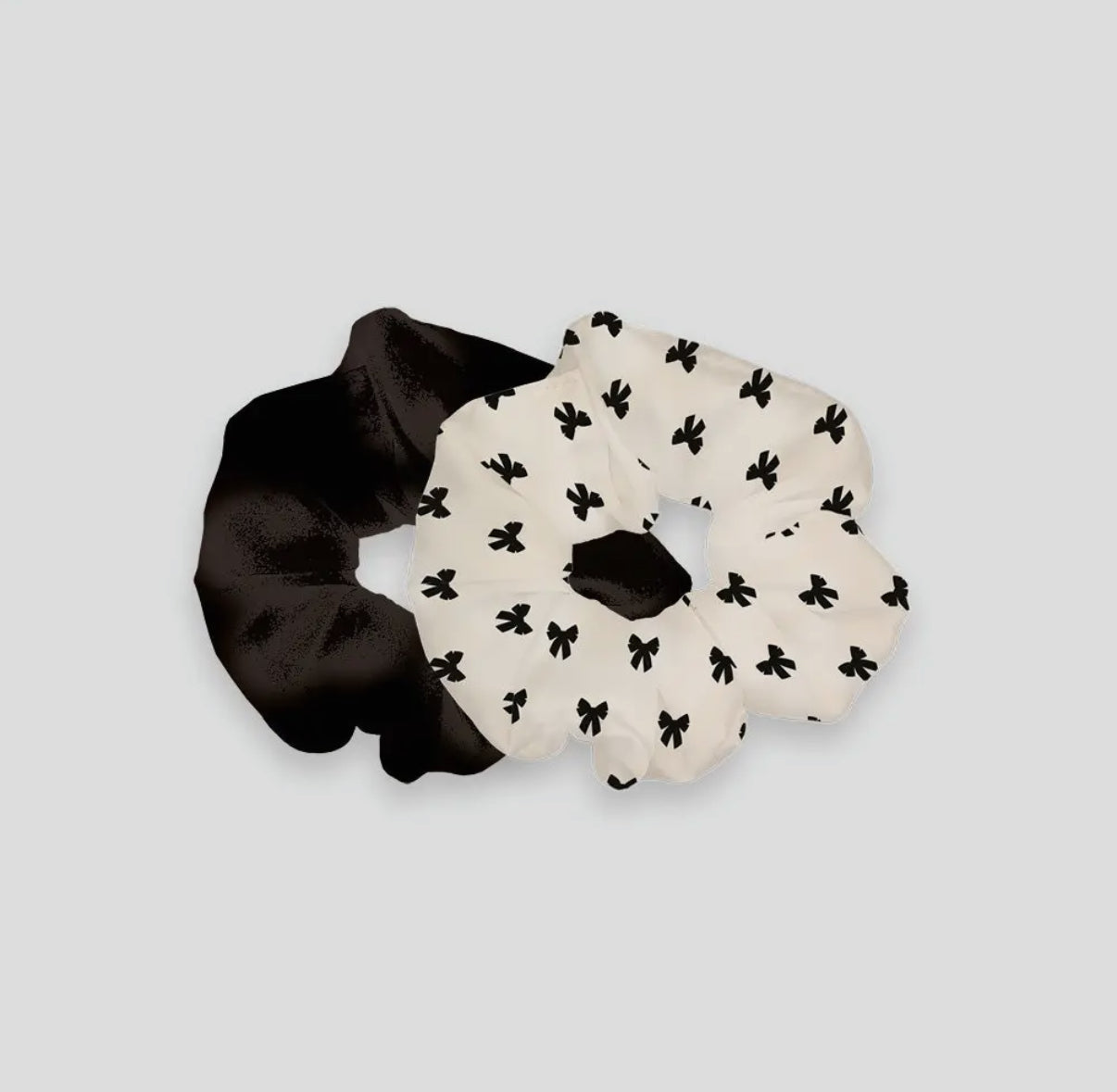 Duo de Chouchous Satinés – Noir & Nœuds Noirs FOBstory