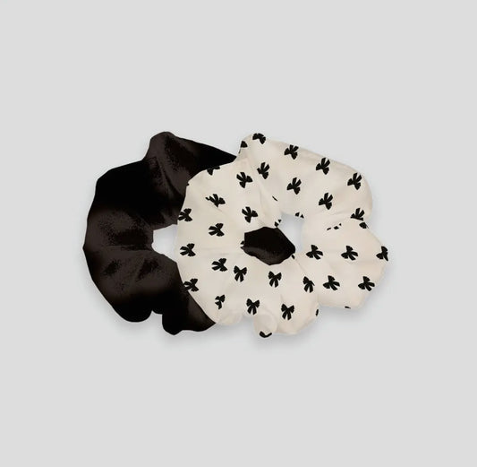 Duo de Chouchous Satinés – Noir & Nœuds Noirs FOBstory